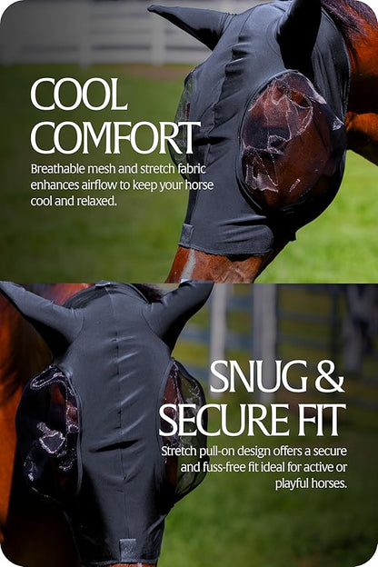 Equinavia Bug Out Fly Mask | Against Flies, Insects, UV Rays - Carbon Grey - Pony