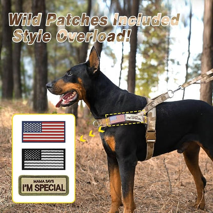 Forestpaw No Pull Dog Harness - Soft Flannel Padded Tactical Dog Vest Harness with Quick Release Buckle, Adjustable Reflective Pet Harness for Large Dogs Walking Training,Brown Camouflage L