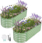 Galvanized Raised Garden Bed Outdoor- 2 Pcs Raised Beds for Gardening| Metal Planter Box, Steel Raised Garden Bed Kit with Gloves for Vegetables, Flower, Herbs (6x2x1.4FT, Green)