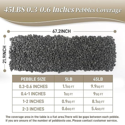45 LB Natural River Rocks Mexican Beach Pebbles, 0.3-0.6 Inch Natural Unpolished Bulk Rocks, Pebbles for Landscaping Garden Paving Plant, Rocks for Walkways Outdoor Decorative Stone, Grey