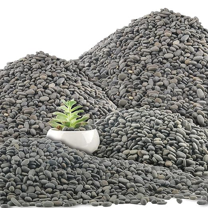 45 LB Natural River Rocks Mexican Beach Pebbles, 0.3-0.6 Inch Natural Unpolished Bulk Rocks, Pebbles for Landscaping Garden Paving Plant, Rocks for Walkways Outdoor Decorative Stone, Grey