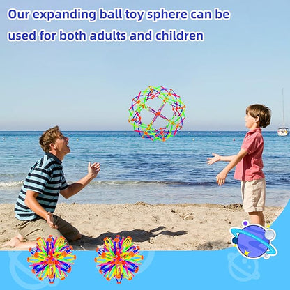 2Pcs Colorful Sphere Expandable Breathing Balls Fidget Toy-Stress Reliever ,Collapsible Expanding Magic Ball Toys from 6" to 12"for Kids & Adults Mindfulness Meditation Practices,Yoga -ADHD