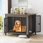 EasyCom 39.96" XL Wooden Large Dog Crate Furniture for Medium and Large Breed, Chew-Resistant Dog Kennel Furniture Indoor with 2 Doors and 3.94" Raised Feet, as TV Stand, End Table, Crate Table