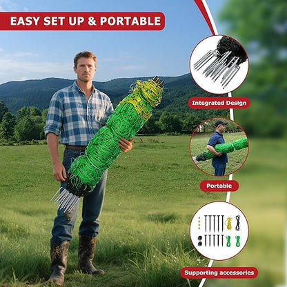 Electric Fence Netting, 49.6" H x 164'L, Electric Poultry Fence, Net Fencing Kit, Movable Livestock Nets for Yard,Backyards,Farms,Ranches, Energizer Not Included