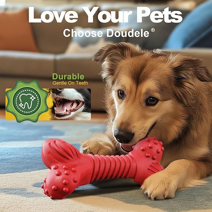 Dog Toys for Aggressive Chewers, Dog Toys for Medium Large Dogs, Natural Rubber Dog Chew Toys with Beef Flavor, Indestructible Chew Toys for Aggressive Chewers (red)