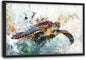 Extra Large Framed Sea Turtle Wall Art,Oversized Abstract Colorful Sea Nautical Wall Decor Pictures for Living Room,Canvas Print Painting Modern Artwork Bedroom Office Bathroom Home Decor 36L x24W