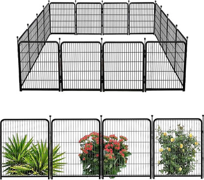 Doorless Dog Playpen 56inch 10 Panels, Dog Fence Outdoor for Yard, Garden Fence for Medium/Large Pets. Black Dog Pens Total22.1 Ft(L)