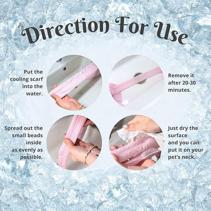 4pcs Cooling Scarf for Pets,Summer Cooling Scarves Keep Cats and Dogs Cool, Reused,Rrecycled,Suitable for Dogs (4pcs-Pink Stripe)