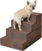 EHEYCIGA Dog Stairs for Bed 20" H, 4-Step Extra Wide Dog Steps for High Bed, Pet Steps for Small Dogs and Cats, Non-Slip Balanced Pet Ramp Indoor, Brown