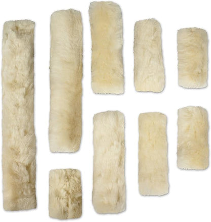 ECP Equine Comfort Products Merino Sheepskin Halter Fleece Set for Horses, 100% Natural Wool, Chafe Protection, Breathable Relief & Cushioned Comfort, Machine Washable, 9-Piece Set, Cream