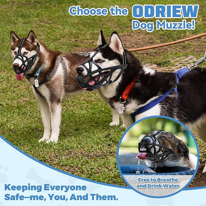 Dog Muzzle for Large Dogs, Breathable Basket Muzzles for Small, Medium and X-Large Aggressive Dog, Allows Panting Drinking, Suitable for Grooming Trimming Training (Black, L)