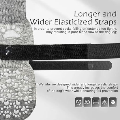 EXPAWLORER Anti Slip Dog Socks to Prevent Licking Paws, Dog Shoes for Hot Pavement, Dog Booties for Small Medium Large Senior Dogs, Traction Control Boots & Paw Protectors for Hardwood Floors