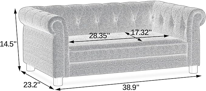 Dog Sofa Couch for Medium to Large Dogs, Memory Foam Pet Sofa Couch with Washable Fabric, Durable Elevated Dog Bed with Legs, Removable Cushion for Medium and Large Dogs, Black