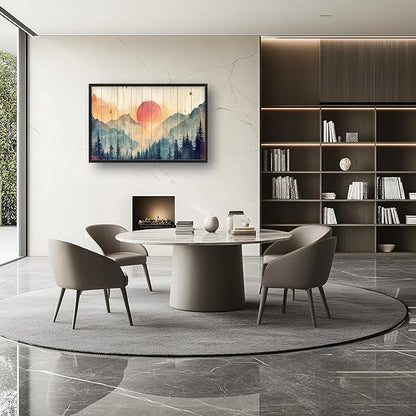 Framed Large Cabin Mountain Wall Art for Living Room, Oversized Rustic Forest Wall Decor, Rustic Nature Landscape Canvas Painting Sunset Pictures Home Decoration for Bedroom Office 36"x24"