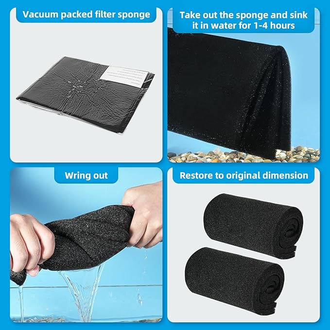AQUANEAT Aquarium Bio Sponge Filter Media Pad Cut-to-Size Open Cell Foam Sheet for Fish Tank Sump (28" x 11" x 0.5")