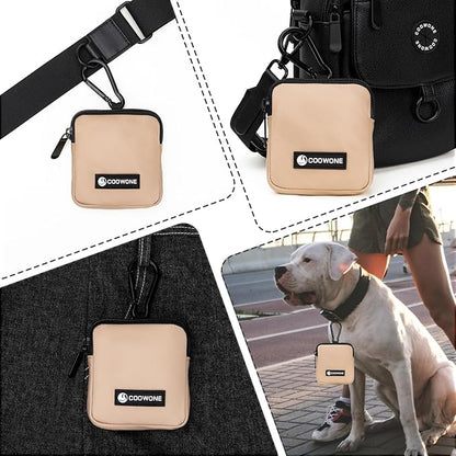 Dog Treat Pouch 2 PCS, Waterproof Small Dog Treat Bag for Leash, Hands Free Puppy Walking Bag with Carabiner, Pet Poop Bag Holder for Pet Puppy Travel or Outdoor Use, Zipper Closure to Avoid Spilling