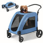 EchoSmile Heavy-Duty Large Dog Stroller with Shock-Absorbing Wheels, Foldable Pet Travel Carrier for Medium & Large Dogs, 5 Mesh Windows, 160 lbs Capacity, Easy Assembly & Storage