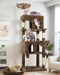 Globlazer Heavy Duty Cat Trees for Large Cats, Sturdy 72in Maine Coon Cat Tree for Large Cat 20 lbs+ Heavy Duty Cat Tower for Adult Biggest Cats with 6 Scratching Posts, Hammock, S72, Leopard Print