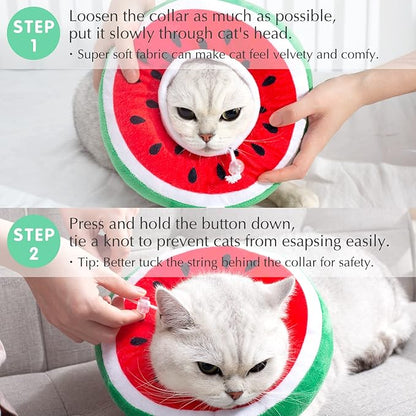 ANWA Adjustable Cat Cone Collar Soft, Cute Cat Donut Collar After Surgery, Kitten Recovery Cones to Stop Licking