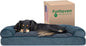Furhaven Pillow Dog Bed for Medium/Small Dogs w/ Removable Bolsters & Washable Cover - Sherpa & Chenille Sofa - Orion Blue, Medium