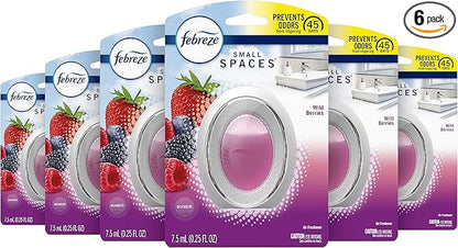 Febreze Small Spaces Air Freshener, Wild Berries, Odor Eliminator for Strong Odors (Pack of 6)