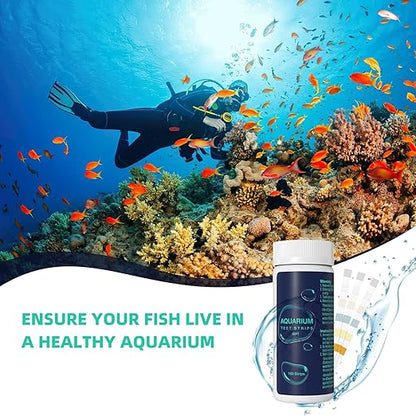 6 in 1 Aquarium Test Strips, 150 Strips Aquarium Water Test Kit for Fish Tanks & Ponds, Accurate Test Monitoring, Nitrate, Nitrite, Chlorine, Carbonate, Hardness, pH