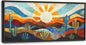 Extra Large Framed Abstract Boho Desert Wall Art, Sun Cactus Landscape Wall Decor Pictures for Living Room,Cacti Canvas Print Painting Modern Artwork Bedroom Office Bathroom Home Decor 60L x 30W