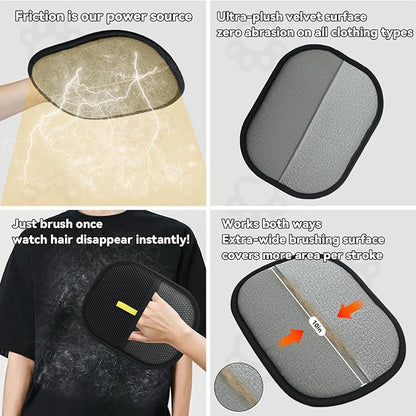 2 Pet Hair Removal Gloves, 2 Flea Combs for Cats and Dog，Reusable Electrostatic Gloves and Long & Short Flea Combs, 4 PCS pet hair removal tools