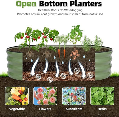G GOOD GAIN Galvanized Metal Raised Garden Bed Kit - 4x2x1FT Outdoor Planter Box with Safety Edging and Gloves for Vegetables, Fruits, Flowers(Oliver Green, 1PC)