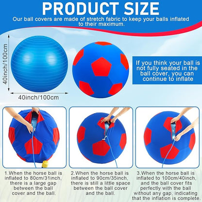 40inch Giant Herding Ball with Ball Cover Anti Burst Please Watch VCR for How to Inflation Horse Toys for Horses Stall Entertainment Play, Pump Included(Blue,Stylish)
