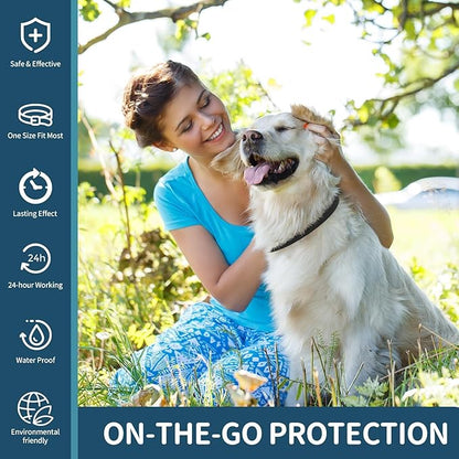 Flea and Tick Collar for Dogs 4 Pack, 32 Months Prevention, Waterproof, Adjustable for Small Medium Large Dogs Puppies (Black)