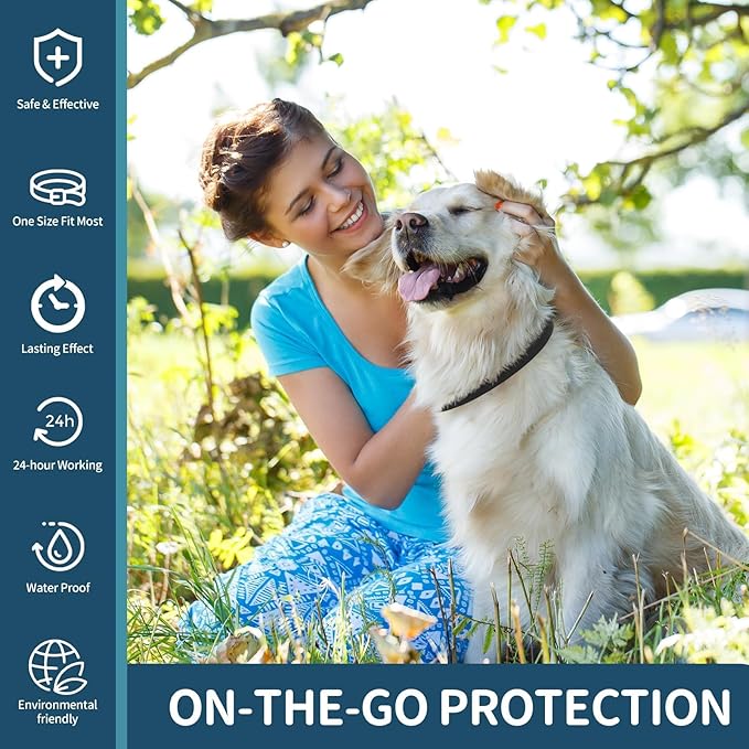 Flea and Tick Collar for Dogs 4 Pack, 32 Months Prevention, Waterproof, Adjustable for Small Medium Large Dogs Puppies (Black and Grey)