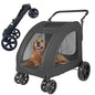 Extra Large Dog Stroller for Medium & Large Pets - Foldable Design, Adjustable Handle, Up to 130 lbs(Black)