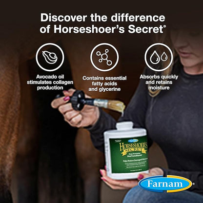 Farnam Horseshoer's Secret Deep-Penetrating Hoof Oil for Horses, Conditions Dry Hooves and Prevents Cracks, Splits and Contracted Heels, Contains Avocado Oil, 32 Oz.