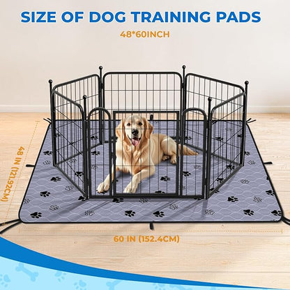 Fostanfly Non-Slip Washable Pee Pads for Dogs, 2 Pack 48''x60'' Extra Large Ultra-Absorbent and Leak-Proof Reusable Potty Training Pads for Dogs, Puppy and Cats of Add 8 Lanyards