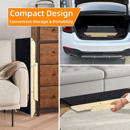 Dog Stairs/Ramp for Bed, Wooden Convertible Pet Steps, Portable Dog Ladder Up to 180 Pound for Elderly/Short-Legged Dogs, 3 Steps for Beds, Couch, Cars
