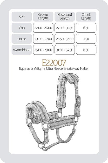 Equinavia Valkyrie Soft Ultra Fleece Padded Adjustable Breakaway Horse Halter - Turquoise/White - Warmblood