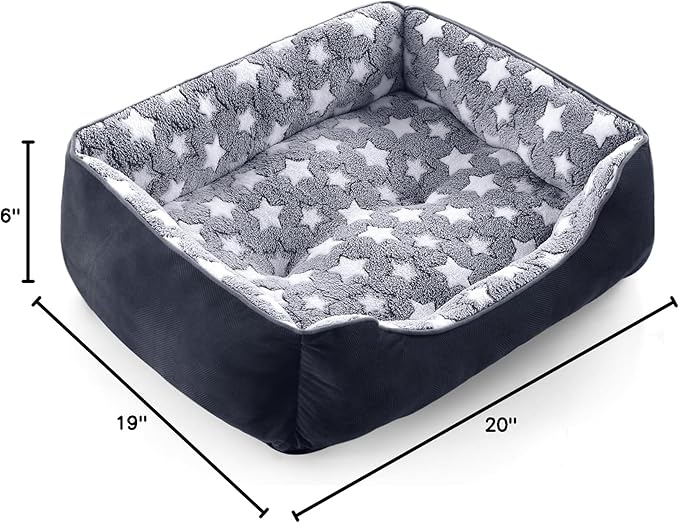 GASUR Small Dog Beds Small Size Dogs, Rectangle Washable Dog Bed, Orthopedic Dogs Sofa Bed, Pet Cuddler Anti-Slip Bottom, Soft Calming Sleeping Warming Puppy Bed (S (20"x 19"x 6"), Black)