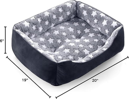 GASUR Small Dog Beds Small Size Dogs, Rectangle Washable Dog Bed, Orthopedic Dogs Sofa Bed, Pet Cuddler Anti-Slip Bottom, Soft Calming Sleeping Warming Puppy Bed (S (20"x 19"x 6"), Black)