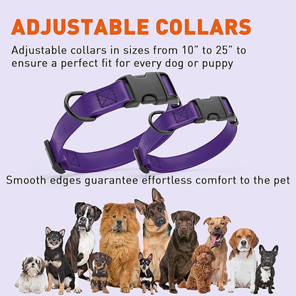 Dogline Biothane Waterproof Dog Collar with Quick Release Buckle Strong Coated Nylon Webbing with Odor- Proof for Easy Care Easy to Clean Fits Small Medium Large Dogs, Purple 3/4" W 12-19" L