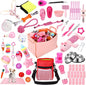65 Pcs Puppy Supplies Starter Kit Small Dog Essentials Includes Dog Leash, Toys, Bowl, Brushes, Water Bottles, pet Blankets Puppy Accessories for New Welcome Gift Supplies(Cute,Pink)