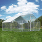 4ever2buy Large Metal Chicken Coop with Run Walk-in Poultry Cage Chicken Runs House Pen Cage Spire Roofed Chicken Coops with Anti-Ultraviolet Cover for Outdoor Yard Farm Use 9.8’L x 13.1’W x 6.4’H