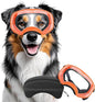 Dog Sunglasses UV Protection Clear Dog Goggles Windproof Glasses with Elastic Straps for Medium-Large Breed, Orange Frame + Clear Lens