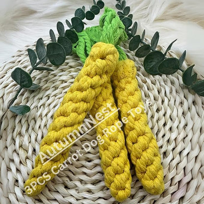 3PCS Yellow Woven Pet Chew Set, Puppy Teething Chews, Dog Chew Accessories, Cat Interactive Chews, Durable Braided Chews for Pets
