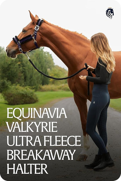 Equinavia Valkyrie Soft Ultra Fleece Padded Adjustable Breakaway Horse Halter - Navy/Navy - Warmblood