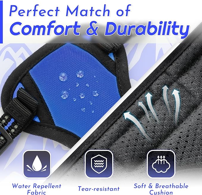 Eagloo Small Dog Harness No Pull, Service Vest with Reflective Strips and Control Handle, Adjustable and Comfortable for Easy Walking, No Choke Pet Harness with 2 Metal Rings, Blue, XS