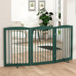 Freestanding Pet Gate for Dogs, Foldable Wooden Dog Gate for House Indoor, Step Over Pet Puppy Safety Fence for Stair, Doorway,Hall, Support Feet Included,3 Panels 32",Green