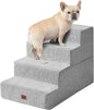 EHEYCIGA Dog Stairs for Bed 20" H, 4-Step Extra Wide Dog Steps for High Bed, Pet Steps for Small Dogs and Cats, Non-Slip Balanced Pet Ramp Indoor, Light Grey