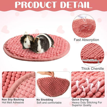 Amylove 4 Pcs Guinea Pig Cage Liner Guinea Pig Bedding Washable Fleece Pee Pads Reusable Small Animals Training Mat Small Animal Sleeping Bed for Bunny Hamster(Mixed Colors,Diameter 7.8 Inch)