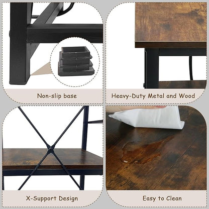 20-37 Gallon Fish Tank Stand with Power Outlet, 30.7"x13.8" Metal Frame Fish Stand, 3-Tier Wood Aquarium Stand, 400LBS Capacity Reptile Terrarium Stand